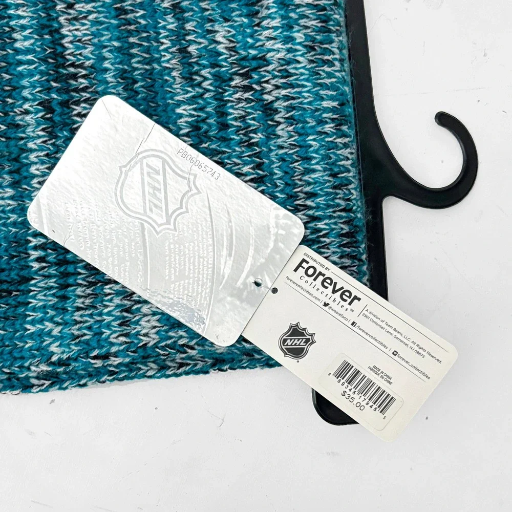 San‎ Jose Sharks NHL NEW Forever Collectibles Teal Knit Scarf Embroidered Logo